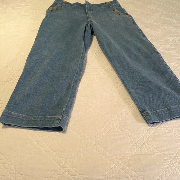 TALBOTS Sailor Jeans Women's 12 Wide Leg Stretch High Rise Nautical Mystic Blue - Picture 8 of 11